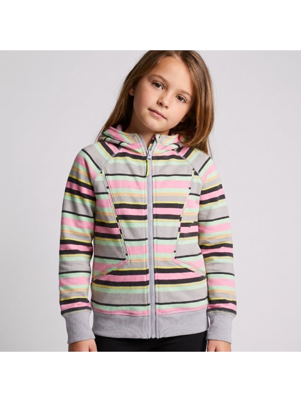 Ivivva by Lululemon Girl's Good In the Hood Stripe Hoodie Sweatshirt Top size 8
